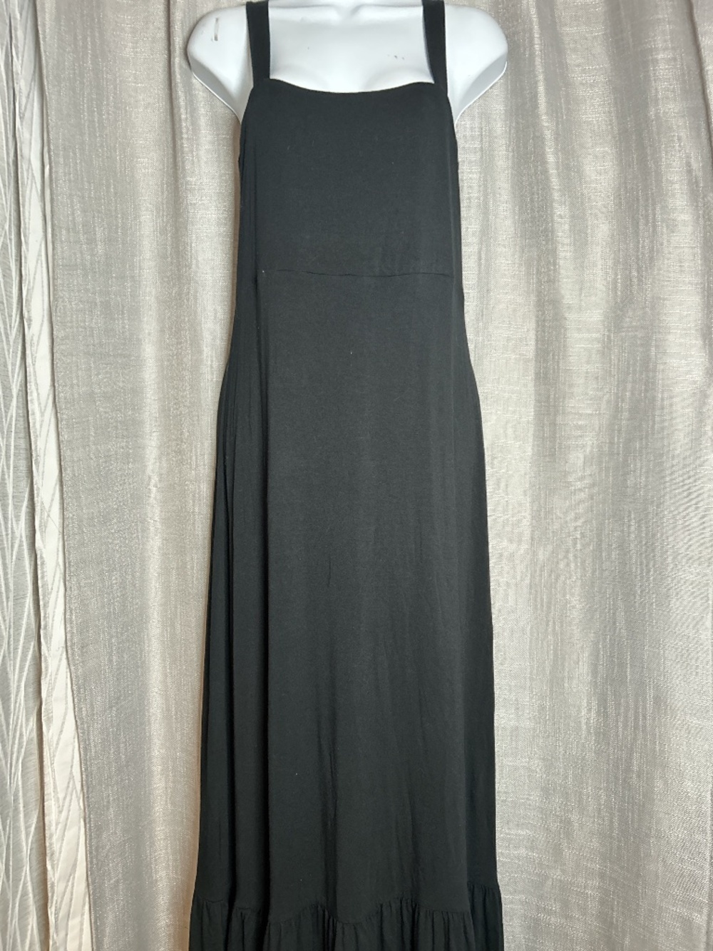 Banana Republic Womens Black Smocked Back Tiered Ruffle Maxi Dress Large New